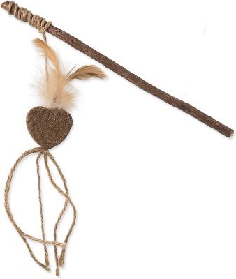 Hračka Magic Cat Natural Fun šidítko srdce s přírodními pírky a provázky 25cm