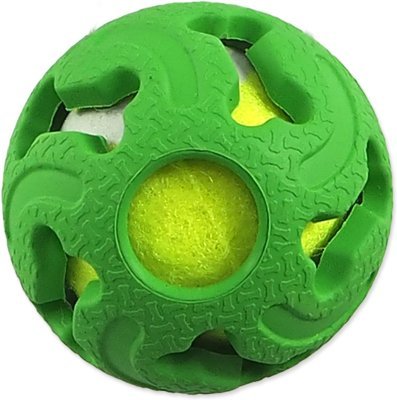Míček Dog Fantasy gumový s tenisákem zelený 5cm