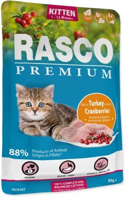 Kapsička Rasco Premium Kitten krůta s brusinkou 85g