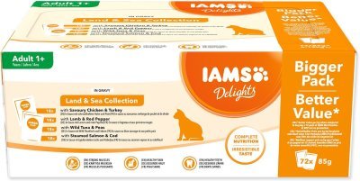 Kapsička IAMS Delights Adult mořské a suchozemské maso v omáčce multipack 6120g (72x85g)