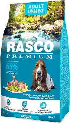 Krmivo Rasco Premium Adult jehněčí s rýží 3kg