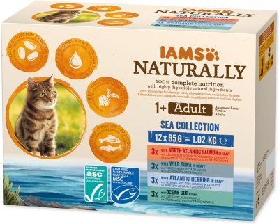 Kapsička IAMS Naturally Adult mořské maso v omáčce multipack 1020g (12x85g)
