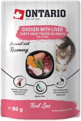 Kapsička Ontario Kitten kuře s játry v omáčce 80g