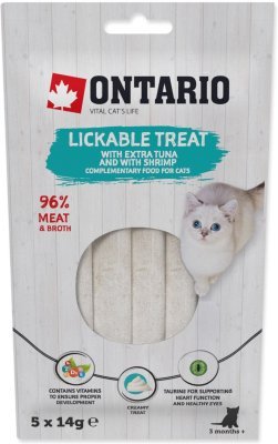 Pochoutka Ontario lízací extra tuňák a krevety 5x14g