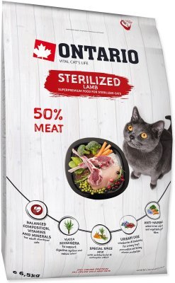 Krmivo Ontario Cat Sterilised Lamb 6,5kg