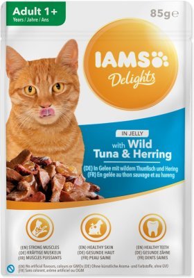 Kapsička IAMS Delights Adult tuňák a sleď v želé 85g