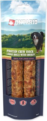 Pochoutka Ontario Protein kuře, žvýkací rolka velká 2ks 25,4cm