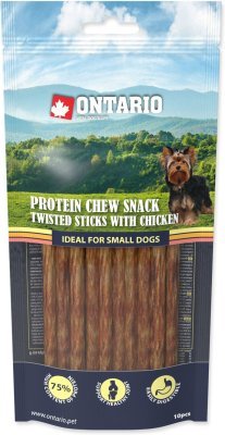 Pochoutka Ontario Protein kuře, žvýkací kroucená tyčinka 10ks 12,7cm