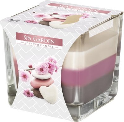 Svíce tříbarevná vonná ve skle Spa garden