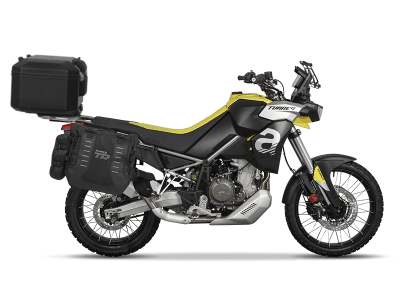 Kompletní sada sedlových brašen SHAD 130.kitTR40big48-65B TERRA TR40 a černého hliníkového 48L topcase, včetně montážní sady SHAD Aprilia Tuareg 660