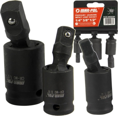 Nástavec rázový s kloubem 1/2", 1/4", 3/8", sada 3ks MAR-POL