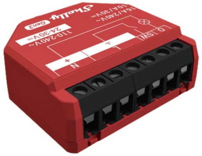 Shelly 1PM Gen3 - spínací modul s měřením spotřeby 1x 16A (WiFi, Bluetooth)