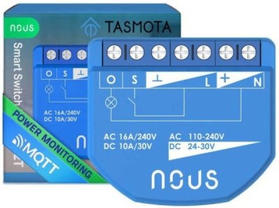 Nous B2T WiFi Tasmota Spínací Modul (1 kanál, měření spotřeby, ESP32)