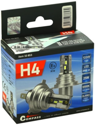 Compass žárovka LED CSP chip 12V H4 2ks