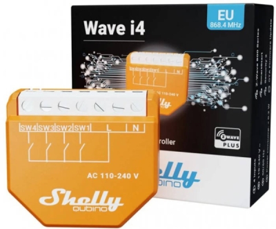 Shelly Qubino Wave i4 - modul pro aktivaci scén (Z-Wave)