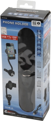 Držák telefonu do zásuvky Compass SPRING 20cm 2x USB