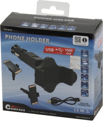 Držák telefonu do zásuvky Compass SOCKET 1x USB