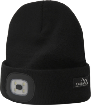 Čepice BLACK s LED svítilnou USB nabíjení Cattara