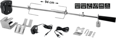 Grilovací jehla 94cm 230V UNI Cattara 13053