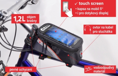 Compass cyklotaška nad rám přední vidlice + PHONE