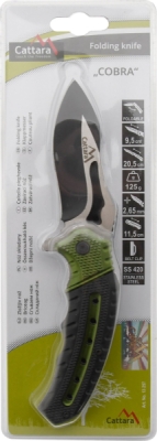 Nůž zavírací Cattara COBRA 20cm s pojistkou, zelená-černá