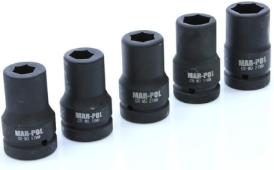 Hlavice nástrčná, rázová 1", sada 10ks, 17-41mm MAR-POL M58261