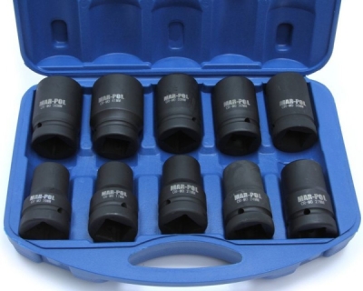 Hlavice nástrčná, rázová 1", sada 10ks, 17-41mm MAR-POL M58261