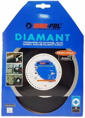 Řezný diamantový kotouč plný 200mm MAR-POL M08750