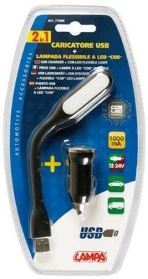 Lampička LED flexibilní 12/24V + USB nabíječka 1000mA