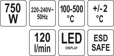 Yato horkovzdušná pájecí stanice s LED displejem 750W