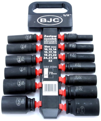 Hlavice nástrčná rázová, sada 13 ks, 1/2“, 10-32 mm, 78 mm BJC M58272