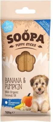 Dentální tyčinky Soopa Puppy s banánem a dýní 100 g