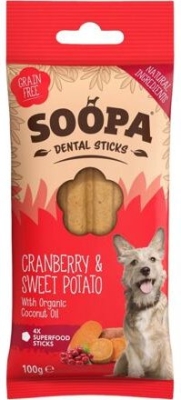 Dentální tyčinky Soopa s brusinkami a batáty 100 g