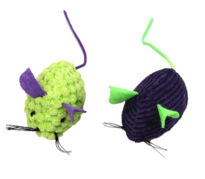 Hračka pro kočky - 2 myši na kartě 6,5 cm