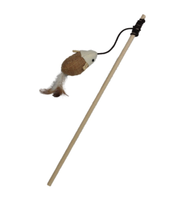 Rybářský prut hlavolam přírodní s myší 40 cm