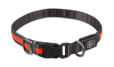 Obojek Dog Fantasy USB LED nylonový svítící S-M oranžový 1,9x35-50cm