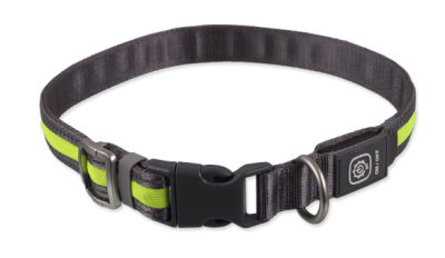 Obojek Dog Fantasy USB LED nylonový svítící S-M zelený 1,9x35-50cm
