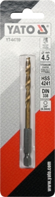 Vrták na kov TITAN 1/4" 4,5mm Yato YT-44759