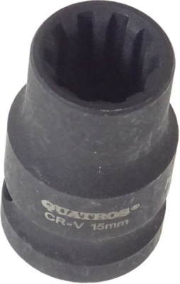 Klíč - nástrčná hlavice 1/2" 15 mm, 10hranná, na brzdy AUDI, PORSCHE - QUATROS QS70015