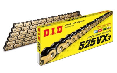 VX série X-Kroužkový řetěz D.I.D Chain 525VX3 114 L Zlatá/Černá