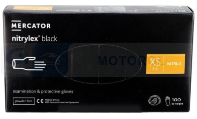 Mercator Rukavice jednorázové nitrilové 100ks vel. XS, černé