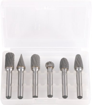 Rotační pilníky, různé druhy, stopka 6 mm, sada 6 ks - QUATROS QS14130