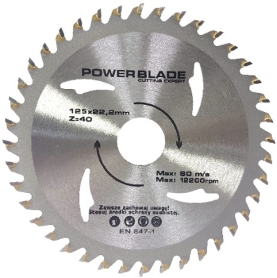 Kotouč pilový s SK plátky (vidiový), 125x40Tx22,2mm POWER BLADE M09051