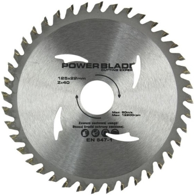 Kotouč pilový s SK plátky (vidiový), 125x40Tx22,2mm POWER BLADE M09051