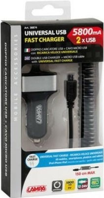 Nabíječka telefonu Micro USB + 2 x USB 5800mA