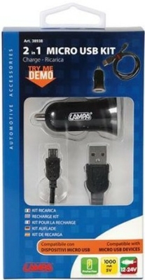 Nabíječka telefonu LAMPA 2 v 1 Micro USB kit 12/24V