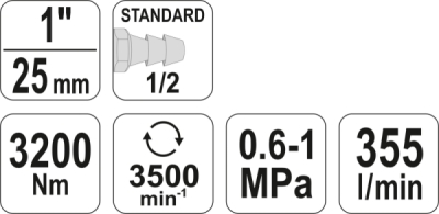 Yato YT-09615 pneumatický rázový utahovák 1" 3200 Nm, PINLESS HAMMER, 670 mm