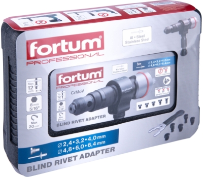 Nástavec nýtovací na vrtačku T, pro trhací nýty 2,4-6,4mm, CrMoV FORTUM
