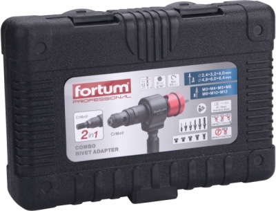 Nástavec nýtovací na vrtačku T-COMBO, sada pro matice M3-M12 i trh. nýty 2,4-6,4mm, CrMoV FORTUM
