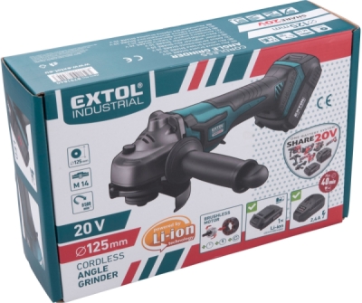 Bruska úhlová aku SHARE20V, 125mm, BRUSHLESS, bez baterie a nabíječky EXTOL INDUSTRIAL